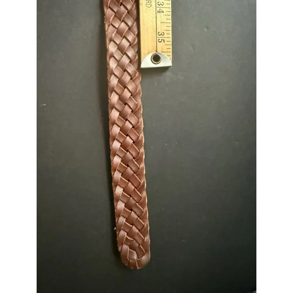 H&M Woven Leather Belt Unisex Size Up To 40” Brown Casual Workwear Travel Career